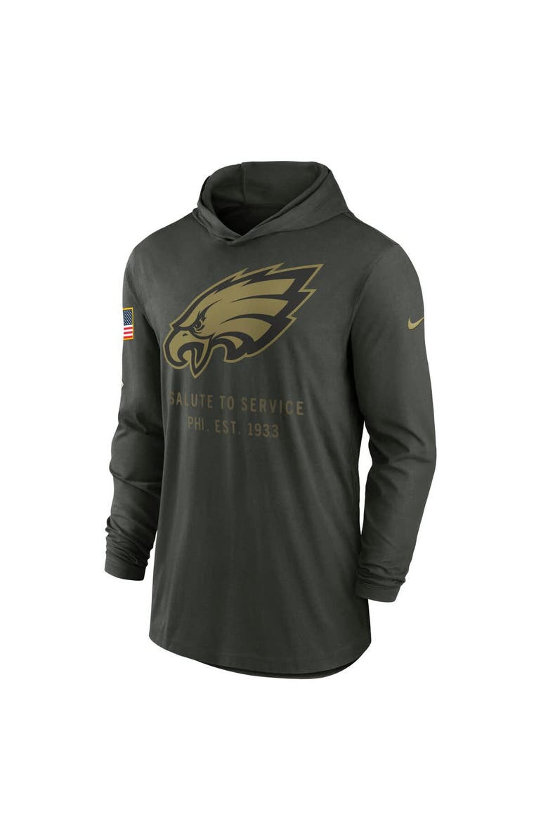 Nike Men's Nike Forest Green Philadelphia Eagles 2025 Salute to Service Sideline Dri-FIT Lightweight Hooded Pullover, Alternate, color, 