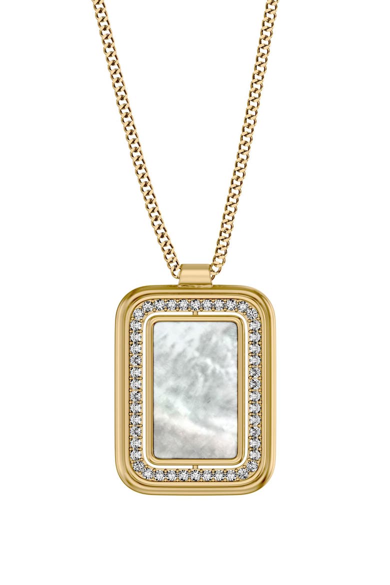 Raquel Mother of Pearl Spinning Pendant Necklace, Main, color, GOLD