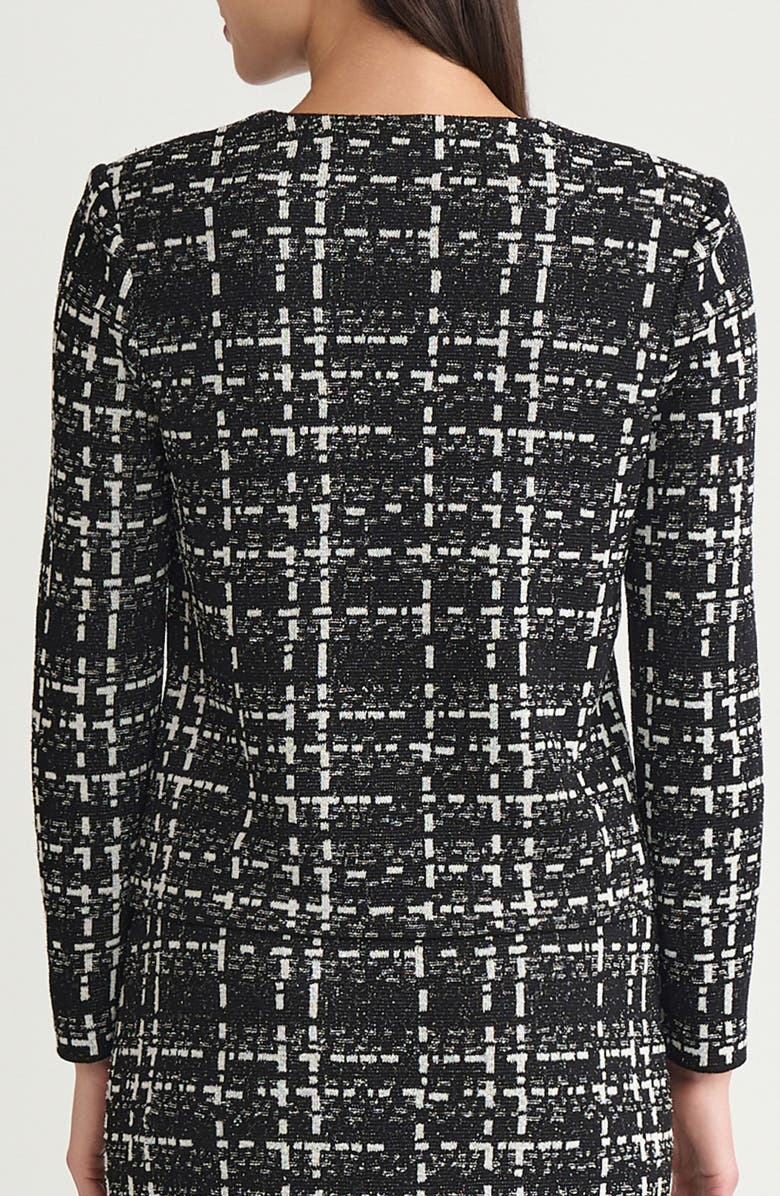 Ming Wang x Tanya Foster Checkered Jacquard Knit Jacket, Alternate, color, Black/ Ivory