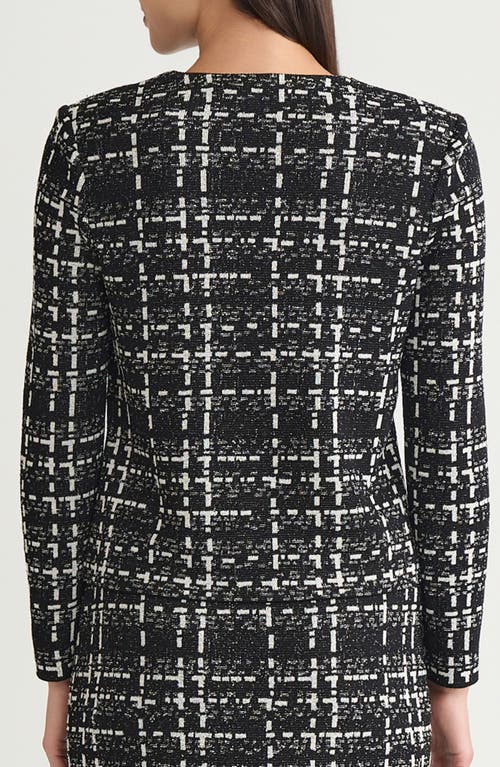 Ming Wang Checkered Jacquard Knit Jacket In Black