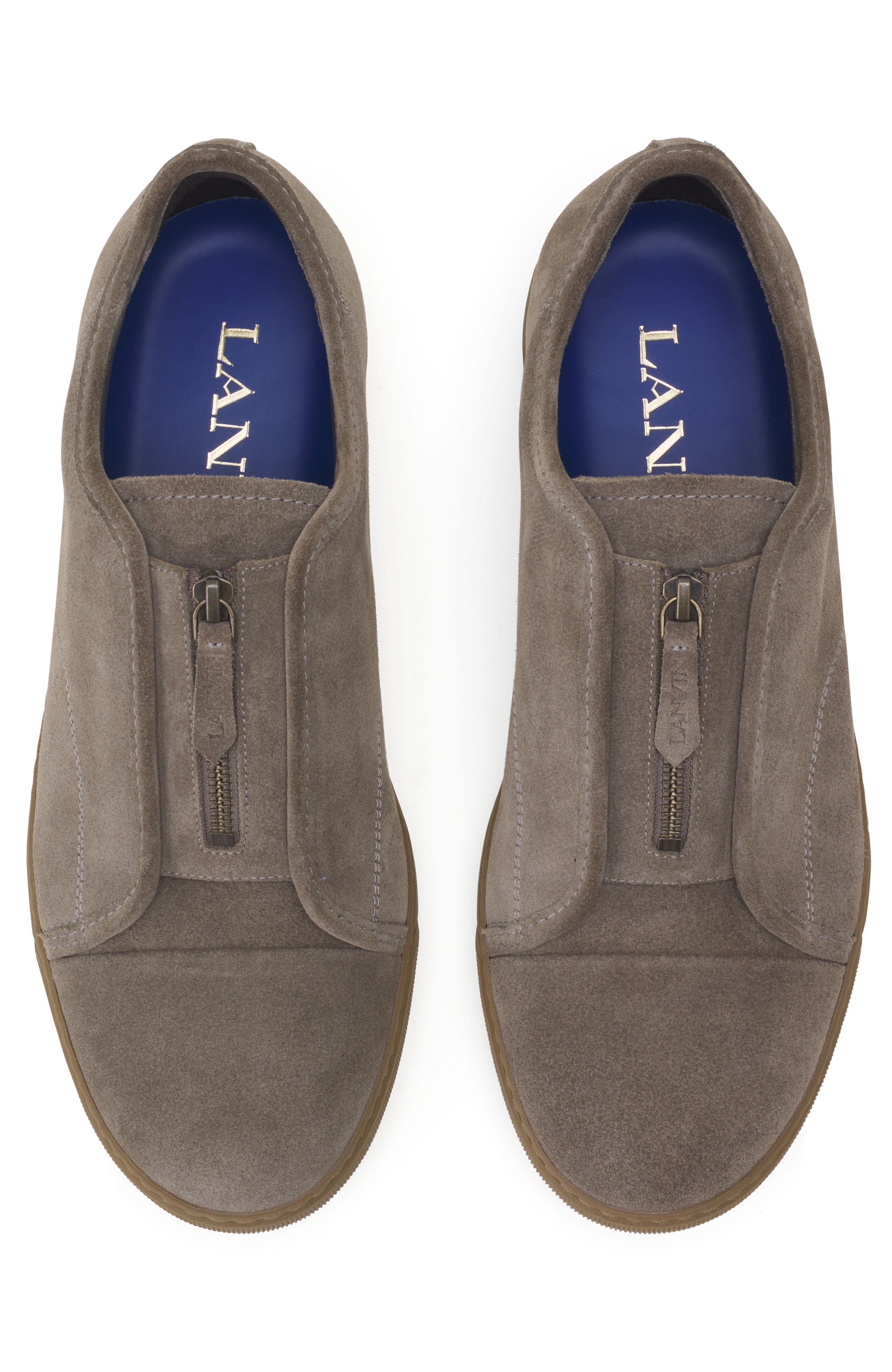 Lanvin Dbb1 Suede Zip Sneakers, Alternate, color, Khaki