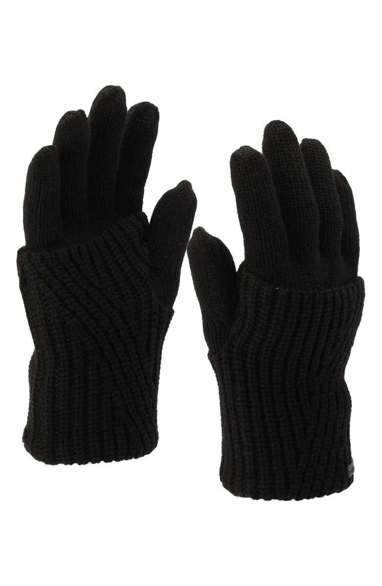 AllSaints Traveling Foldable Cuff Knit Gloves, Alternate, color, Black