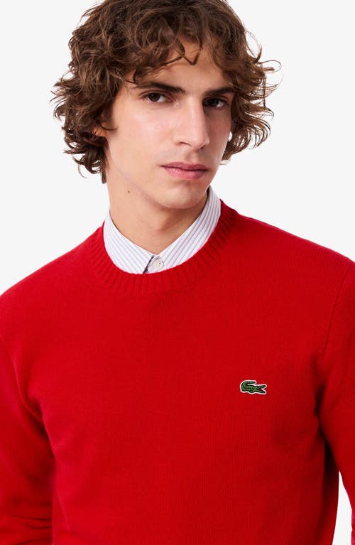 Lacoste Classic Fit Cashmere Crewneck Sweater In Red