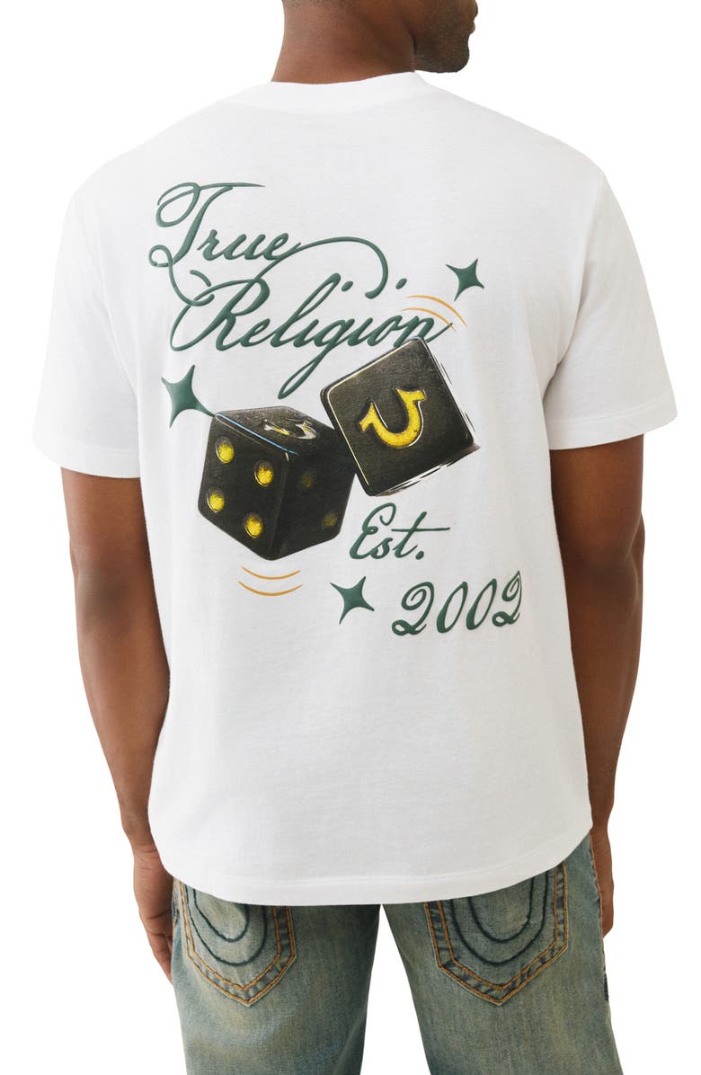 True Religion Dice Graphic T-Shirt, Alternate, color, Optic White