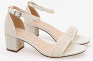 Kailee P Jackie Crochet Lace Block Heel Wedding Sandals