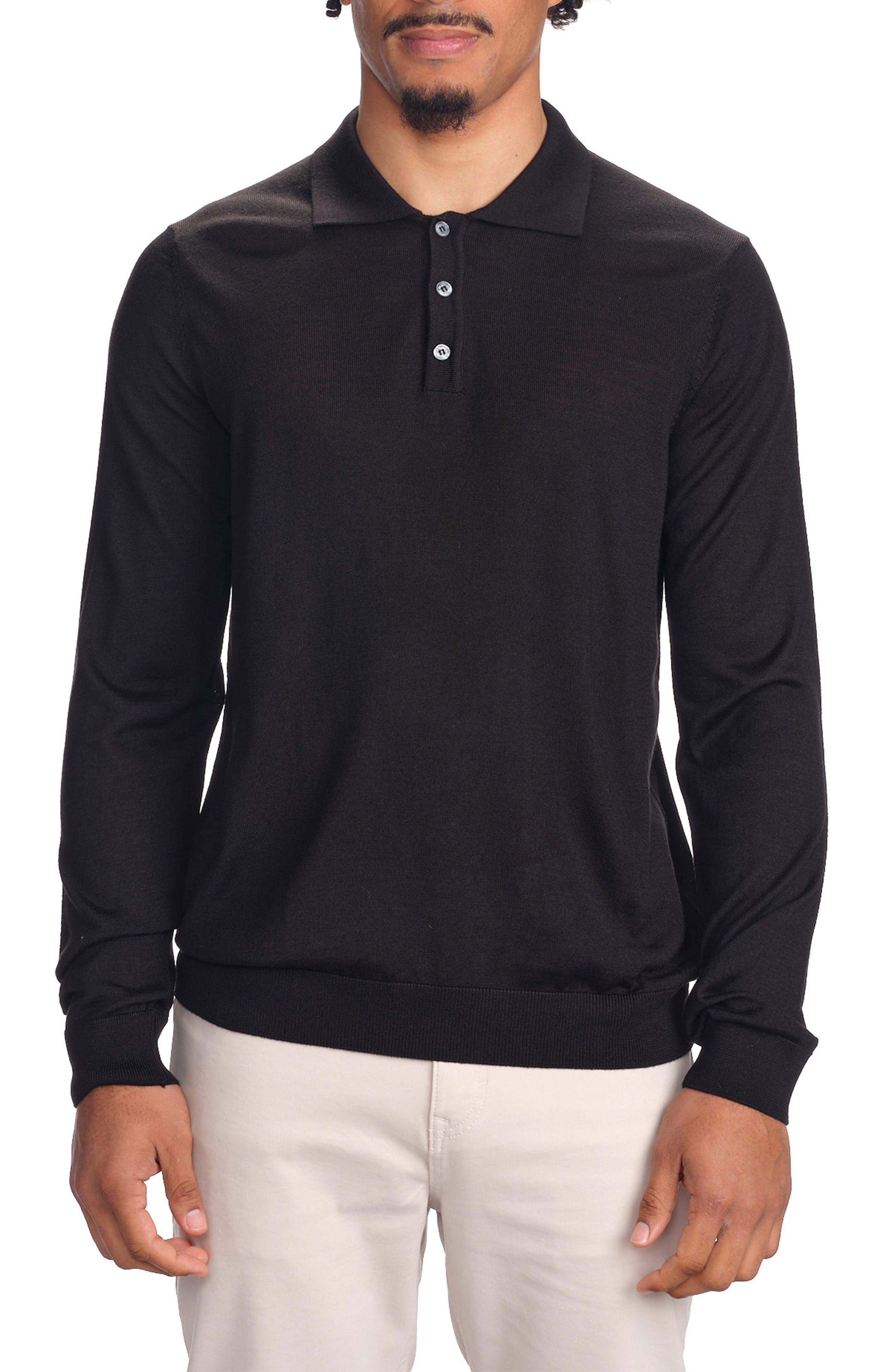 STUDIO GARNET LOS ANGELES Lightweight Merino Wool Three-Button Polo