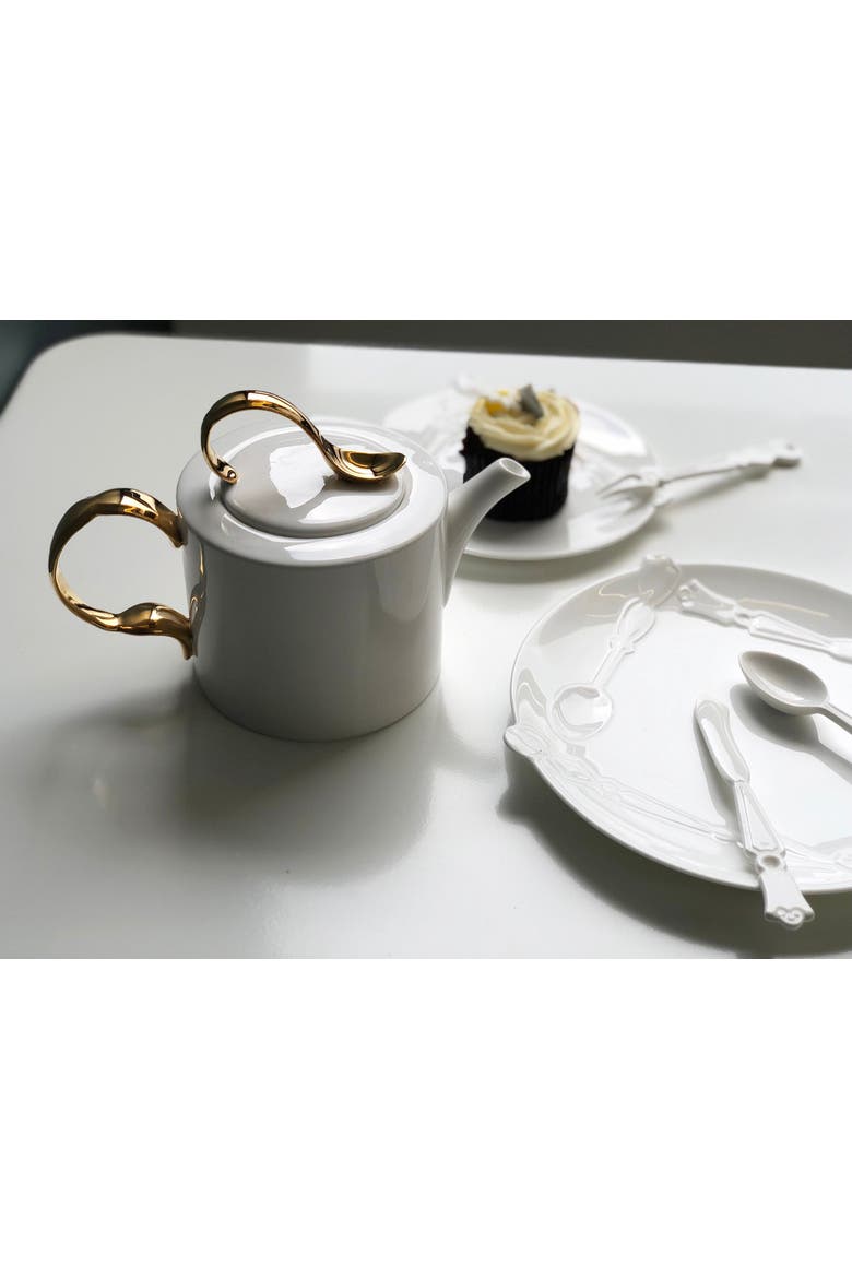Cutlery Low Teapot, Alternate, color, Multi