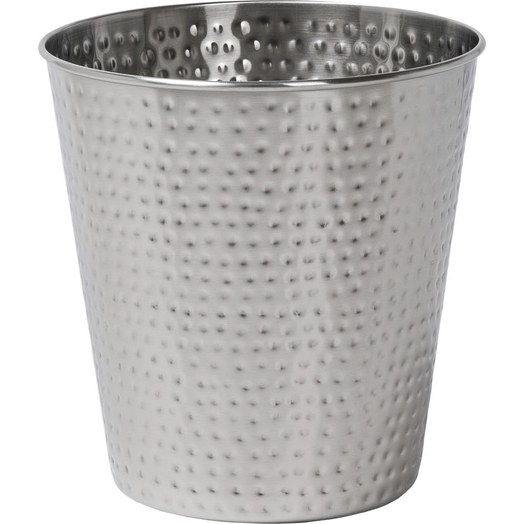 Happimess Axel Modern Minimalist Hammered Steel 2-gallon Wastebasket In Silver
