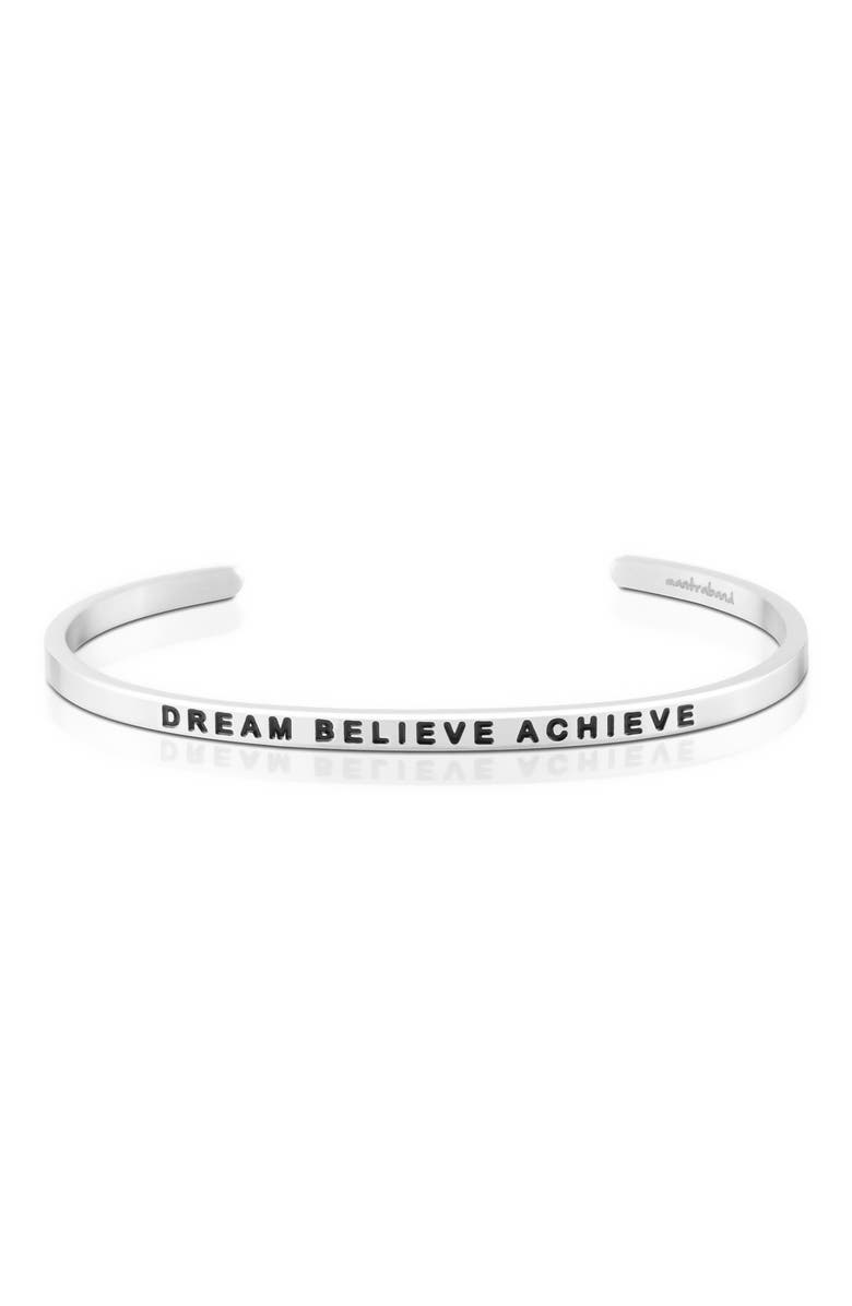 Mantra Dream Believe Achieve bracelet, Main, color, Silver