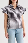 Forgotten Grace Gingham Short Sleeve Seersucker Button-Up Shirt