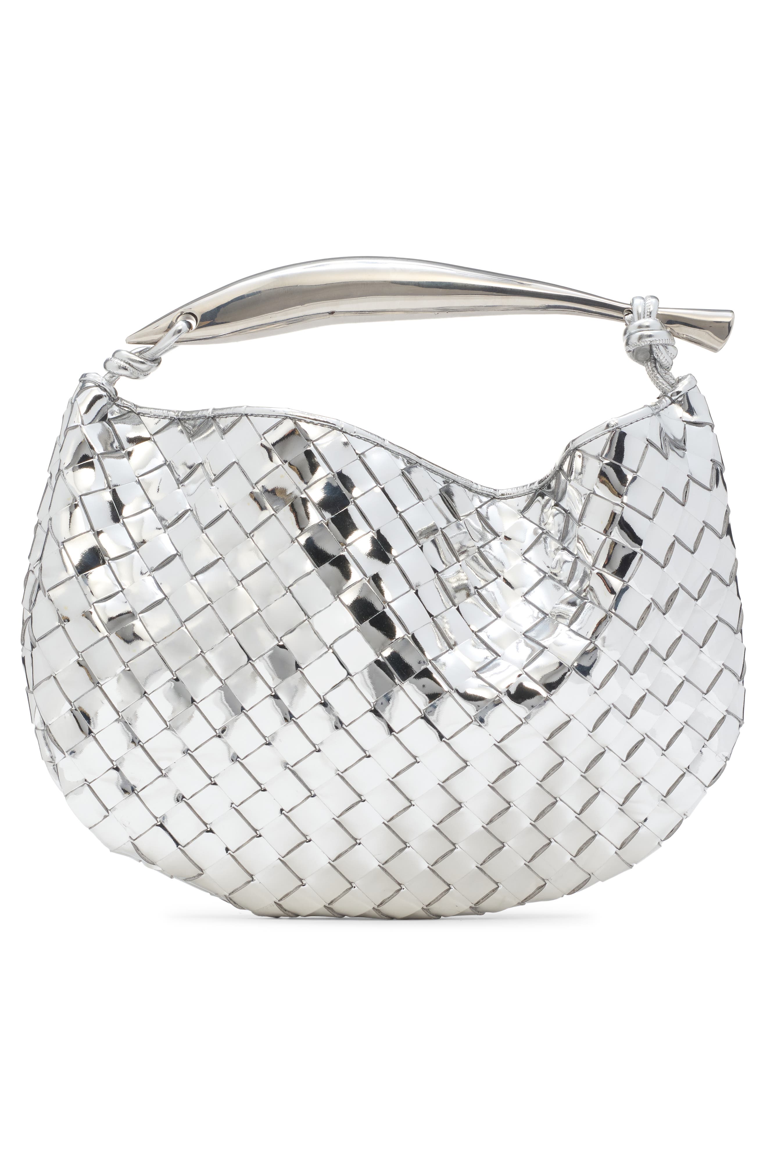 Bottega Veneta Small Sardine Intrecciato Leather Top Handle Bag, Alternate, color, Silver/ Vintage