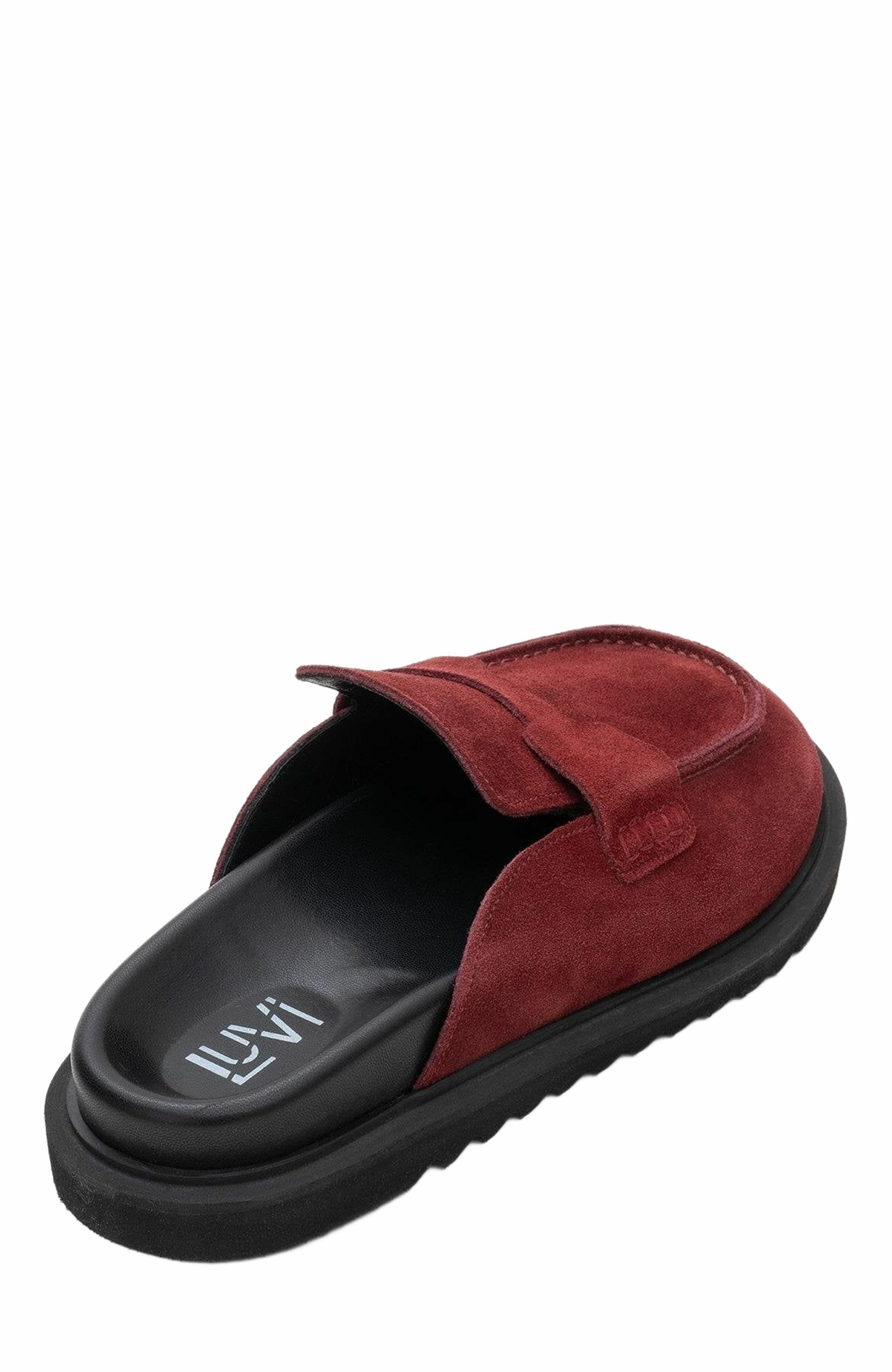 Laven Suede Leather Clogs, Alternate, color, Burgundy Suede Leather