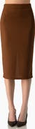 IVONNE Cuffed-Hem Midi Skirt with Rear Slit