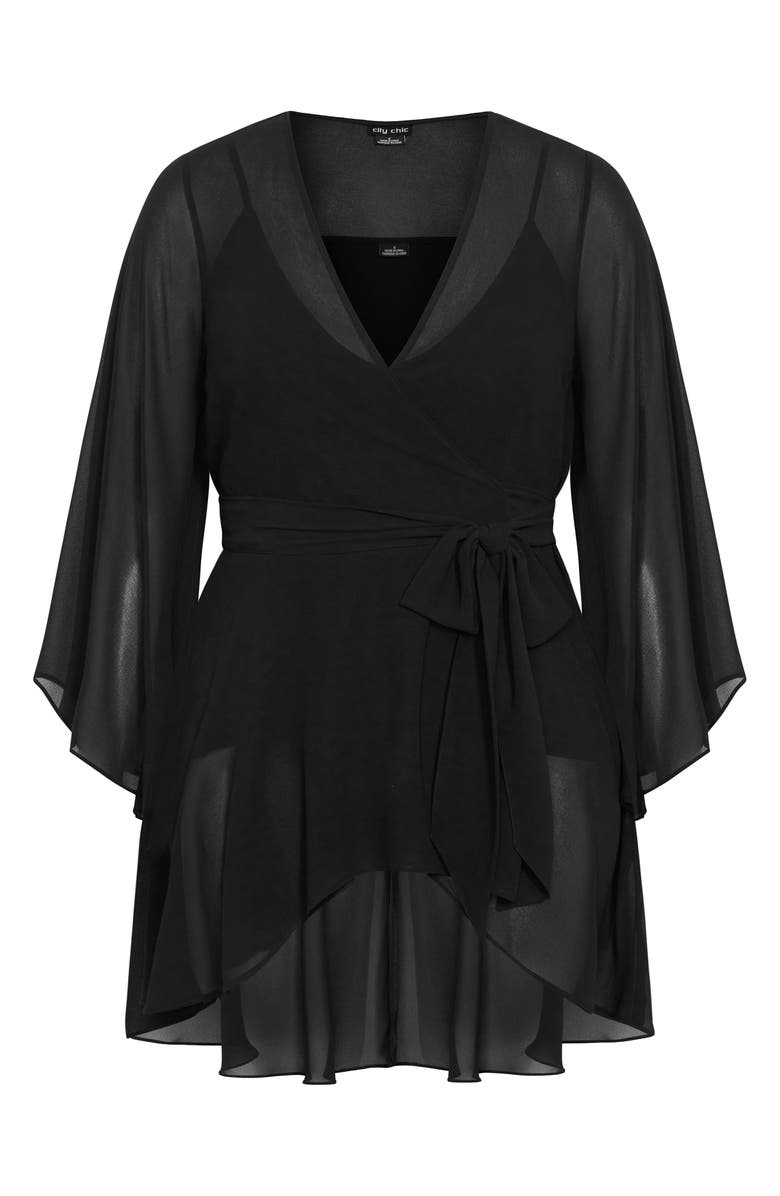 City Chic Fleetwood Chiffon Wrap Tunic, Alternate, color, 