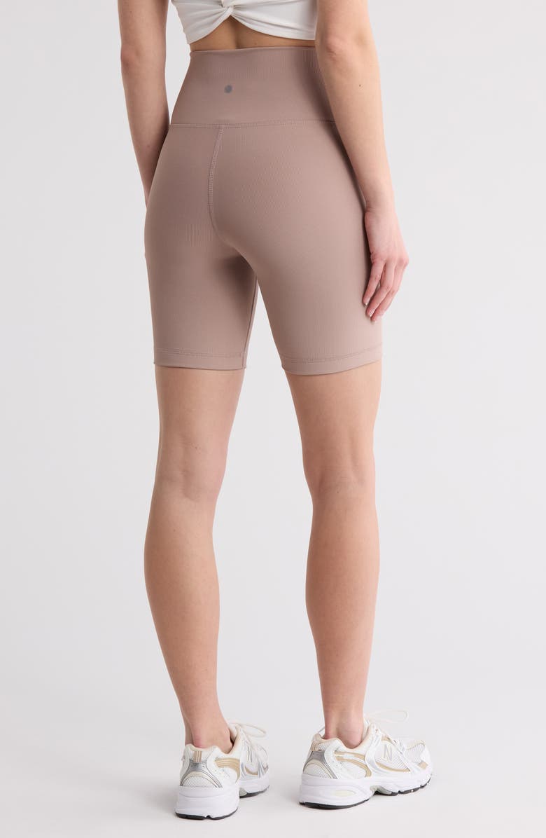YOGALICIOUS Crossover 2-Pack Rib High Waist Bike Shorts, Alternate, color, Oak Brown-Mist Sand