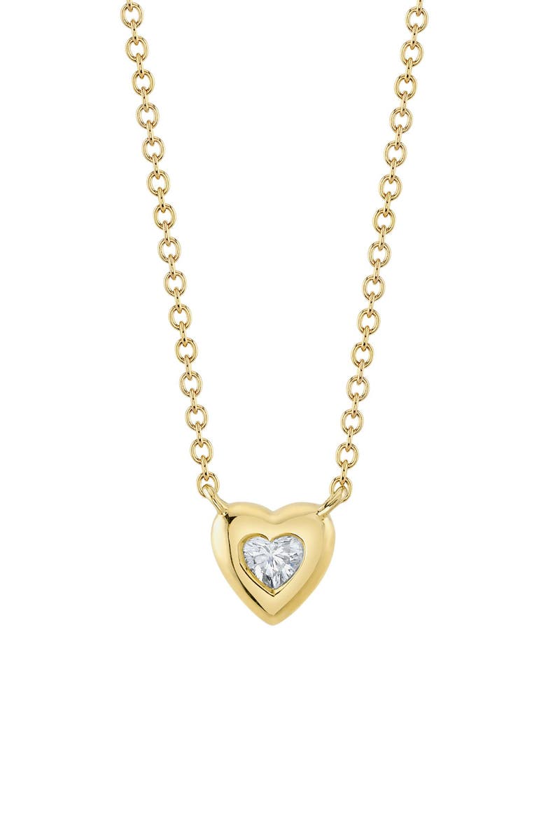 RON HAMI 14K Yellow Gold Diamond Bezel Heart Pendant Necklace - 0.08 ctw., Main, color,