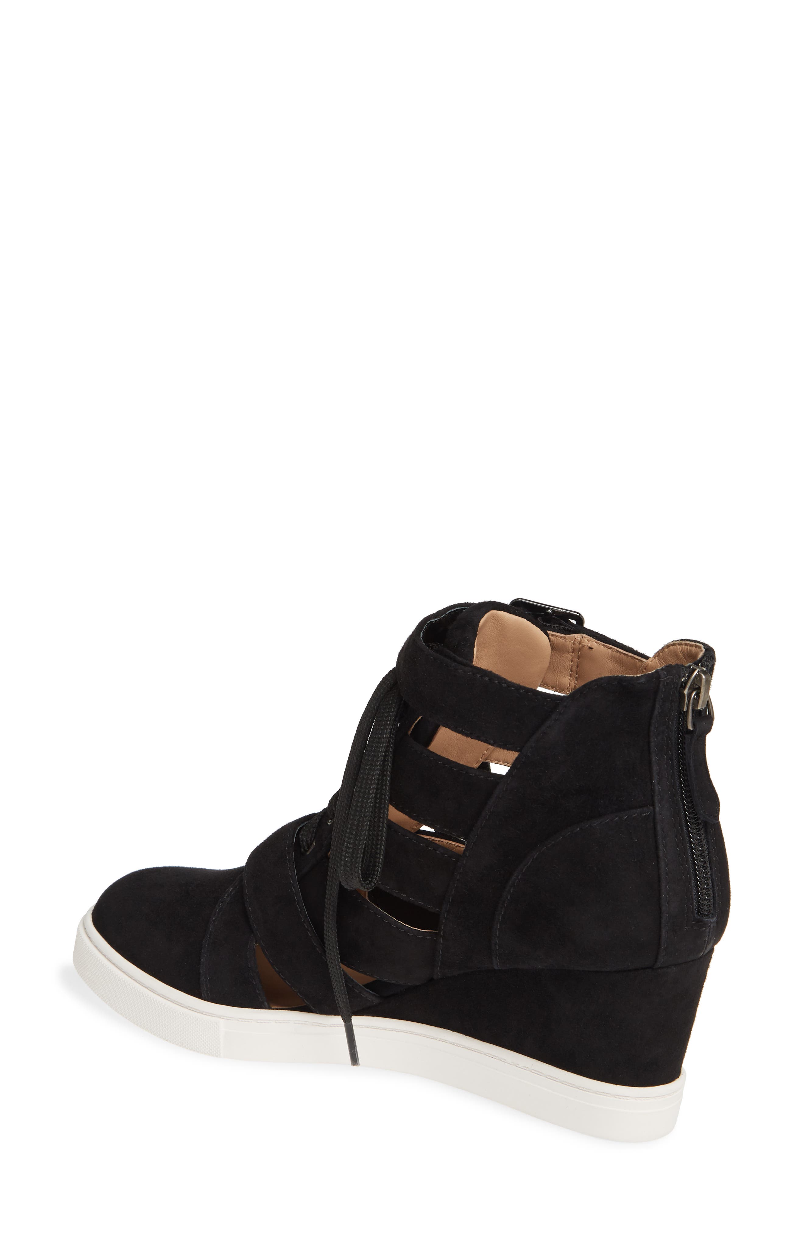 Linea Paolo Fave Cutout Wedge Sneaker, Alternate, color, Black