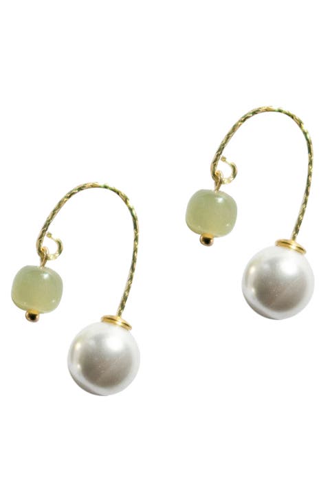 Ana Pearl jade thread earrings