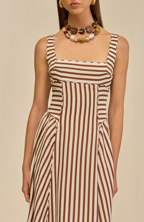 Cult Gaia Carla Linen, Wool & Silk Blend Sundress In Brown