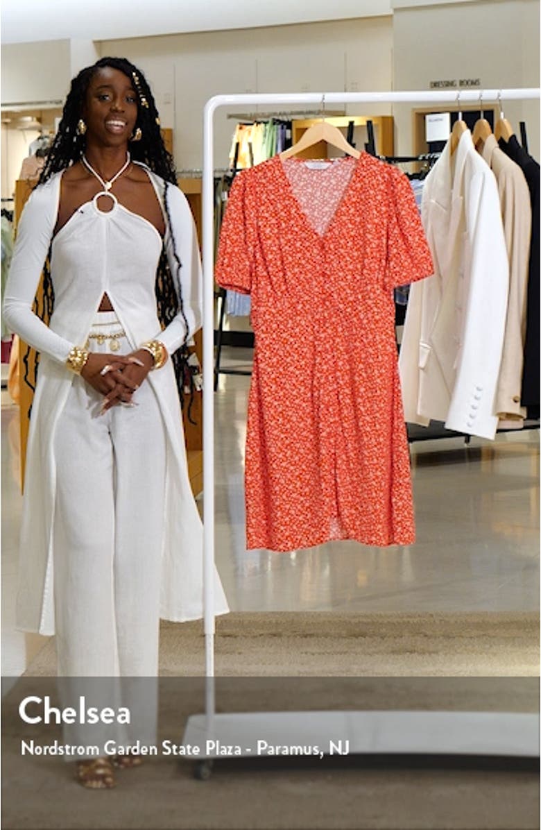 Floral Print Button Front Dress, sales video thumbnail