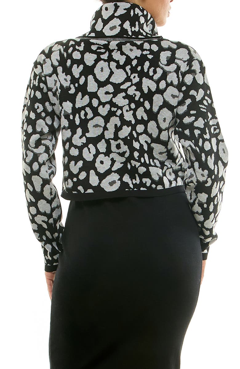 Nina Leonard Cowl Neck Long Sleeve Sweater Dress, Alternate, color, Black/ Black Grey Multi