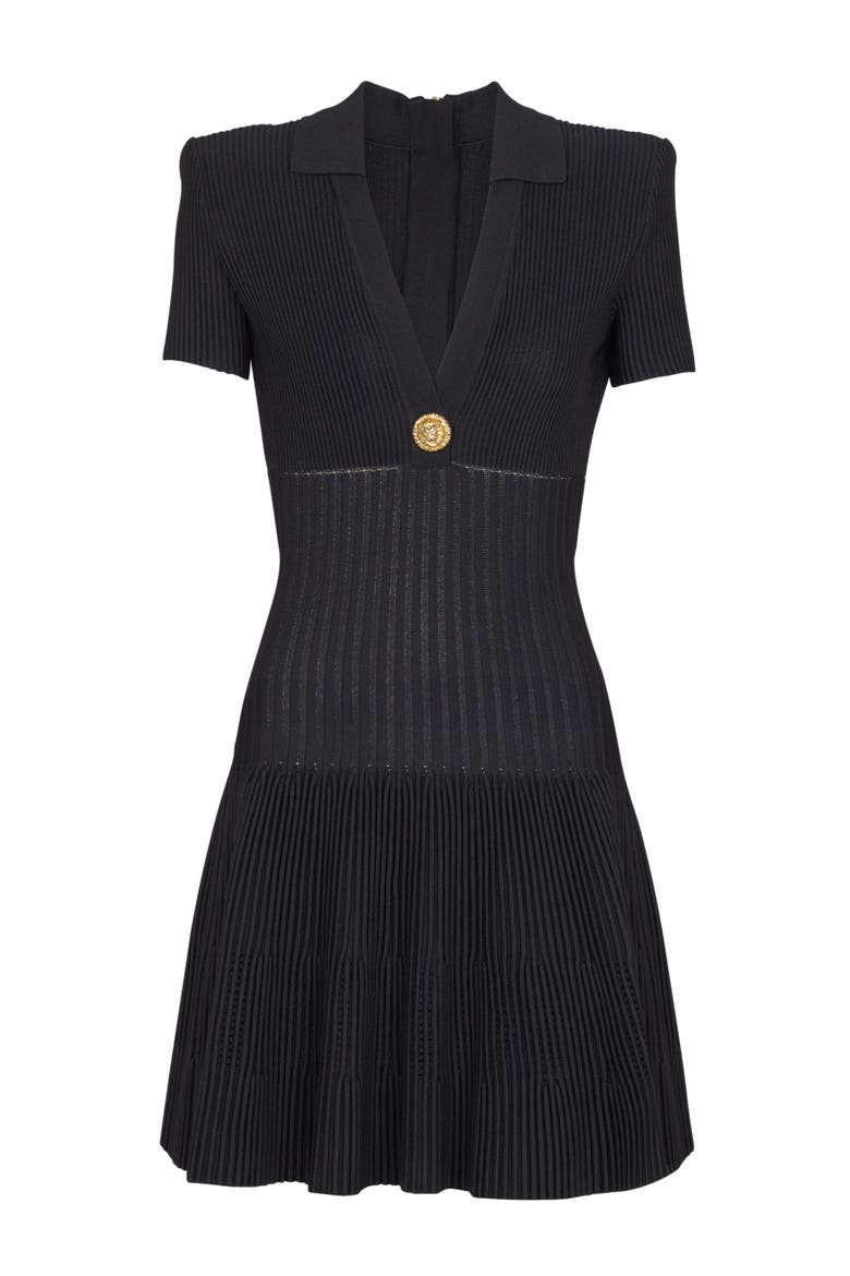 Flared knit dress, Alternate, color, black