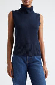 Veronica Beard Mazzy Sleeveless Cashmere Turtleneck Sweater