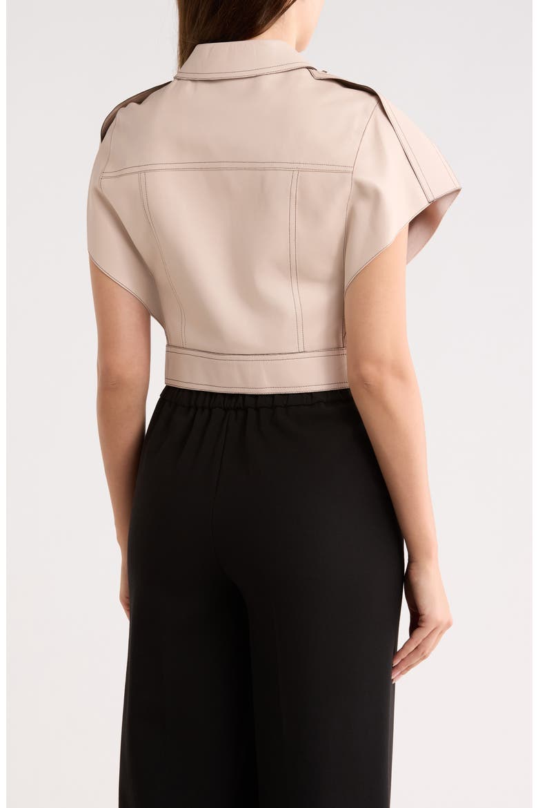 Leather Cap Sleeve Crop Jacket, Alternate, color, POWDER