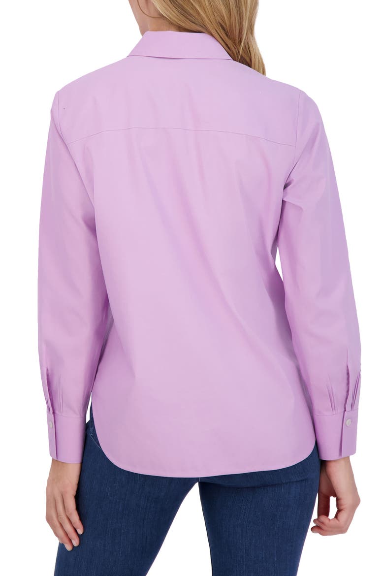 Meghan Solid Cotton Button-Up Shirt, Alternate, color, SOFT VIOLET