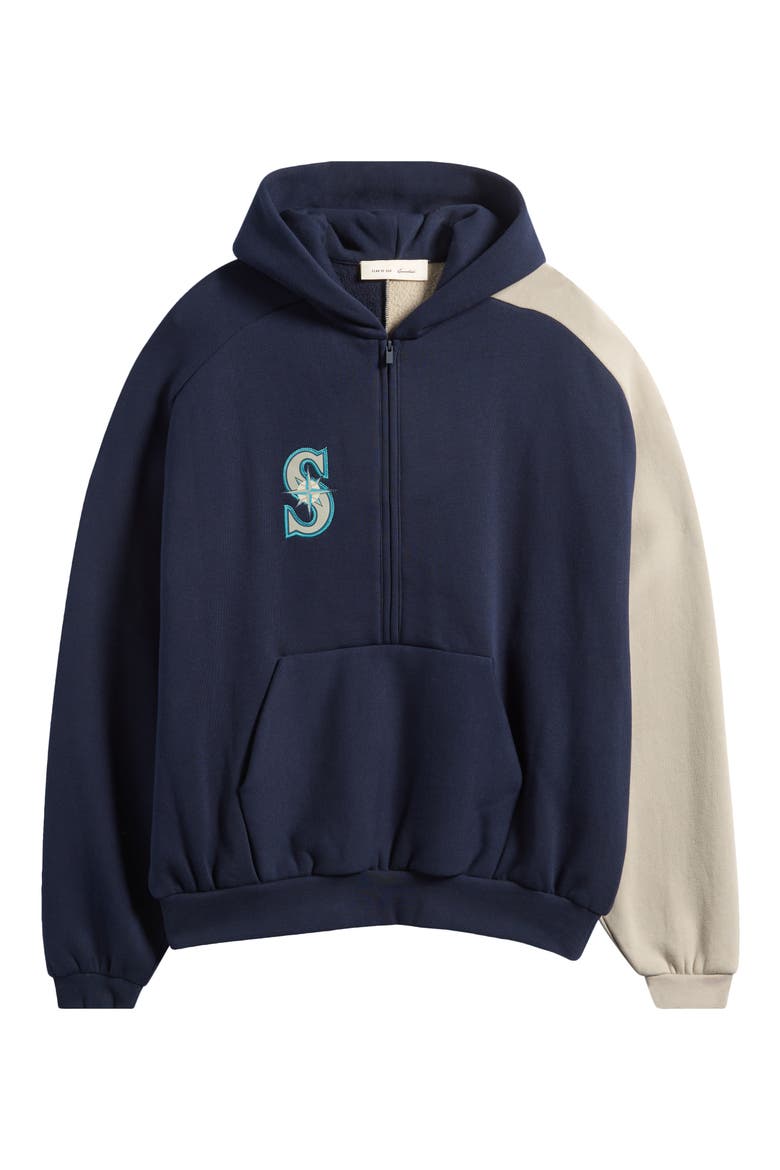 x MLB Seattle Mariners Cotton Blend Fleece Half Zip Hoodie, Alternate, color, DARK SAPPHIRE
