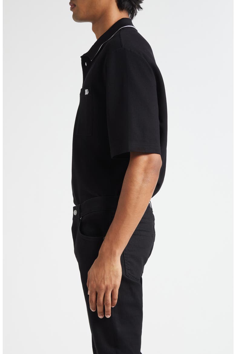 Logo Embroidered Cotton Piqué Polo, Alternate, color, N0000 NERO