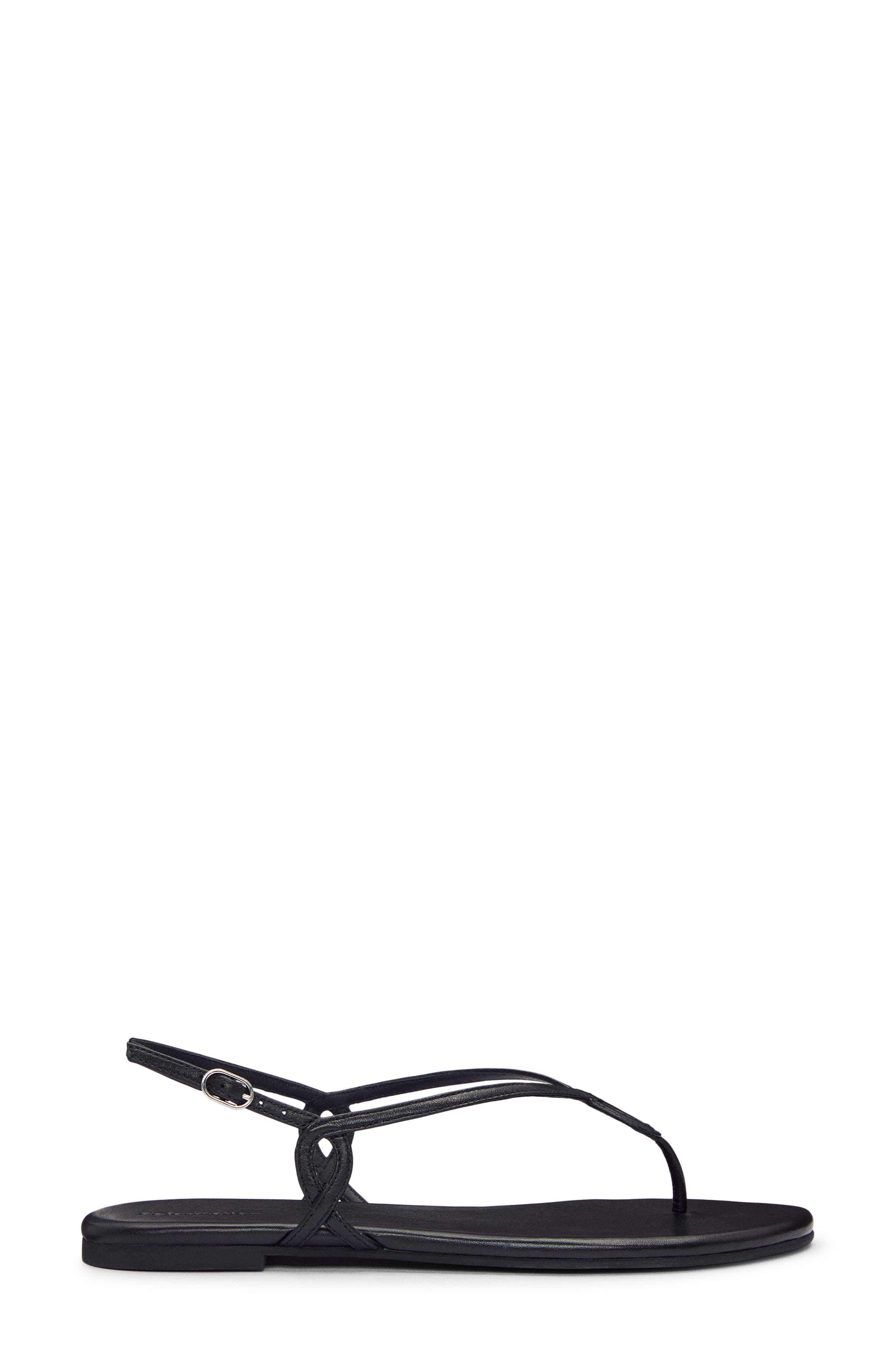 Reformation Luna Flat Sandal, Alternate, color, Black Leather