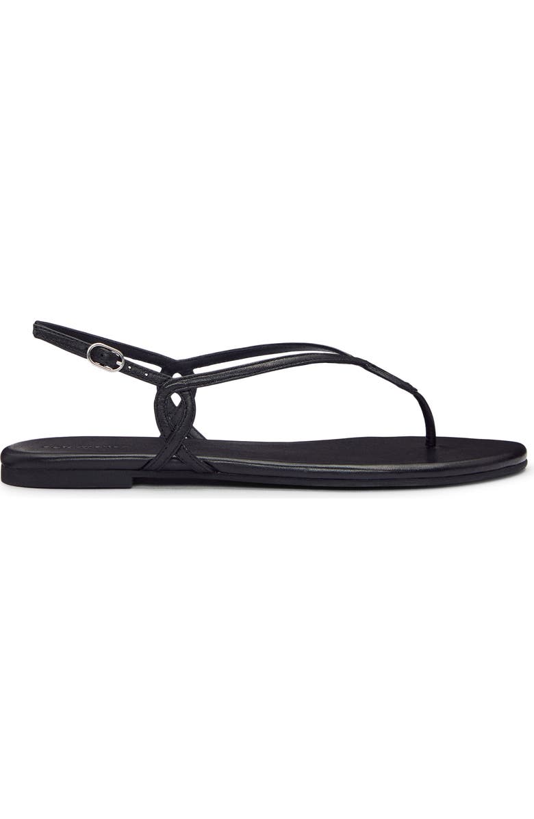 Reformation Luna Flat Sandal, Alternate, color, Black Leather