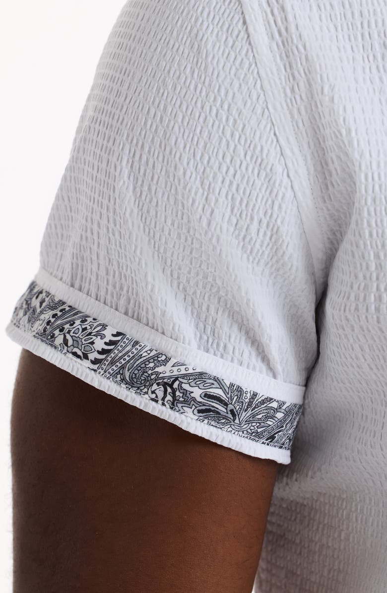 Robert Graham Harbor Short Sleeve Stretch Cotton Button-Up Shirt, Alternate, color, White