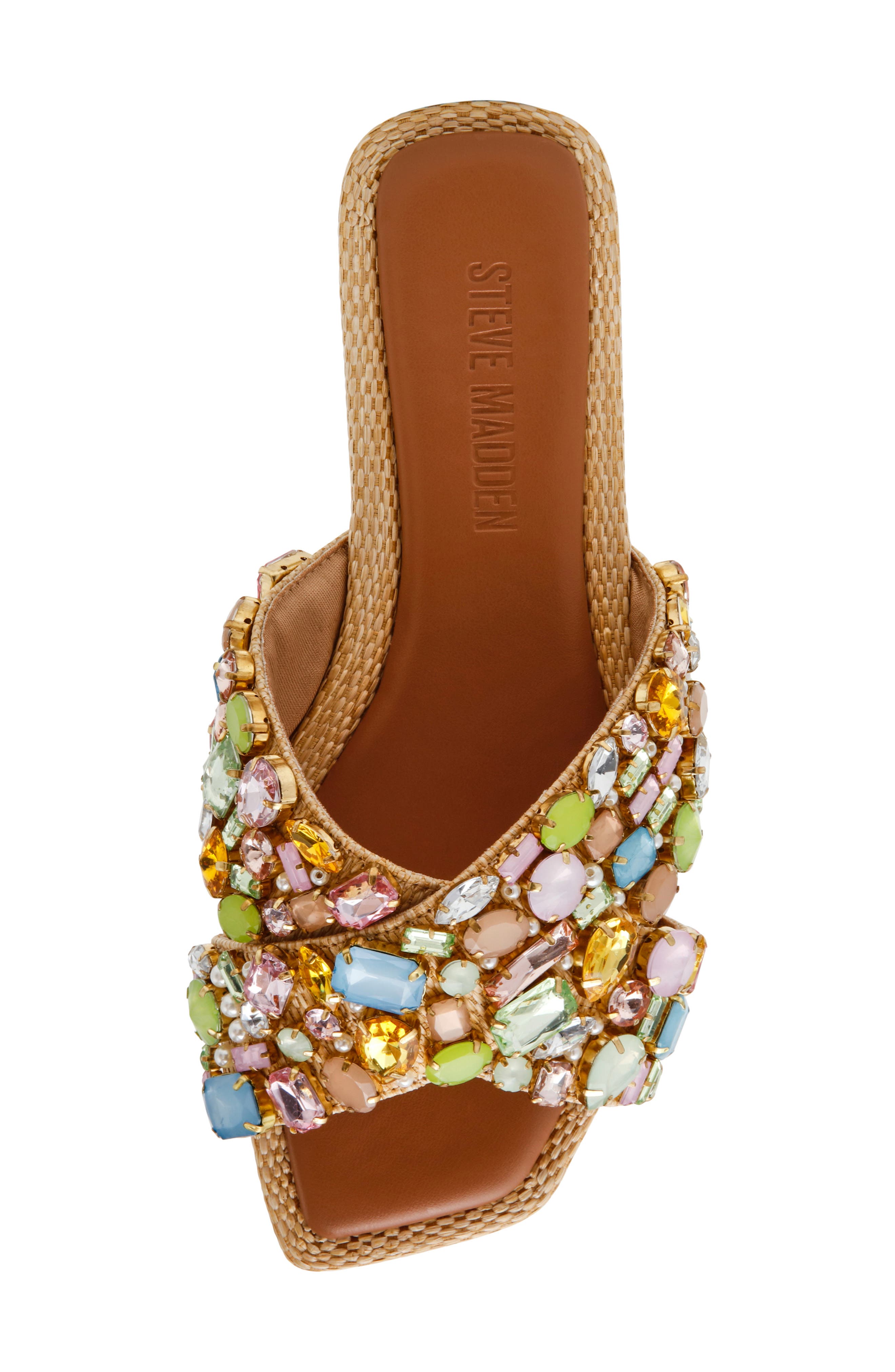 Steve Madden Levity Crystal Embellished Sandal, Alternate, color, Gold Multi
