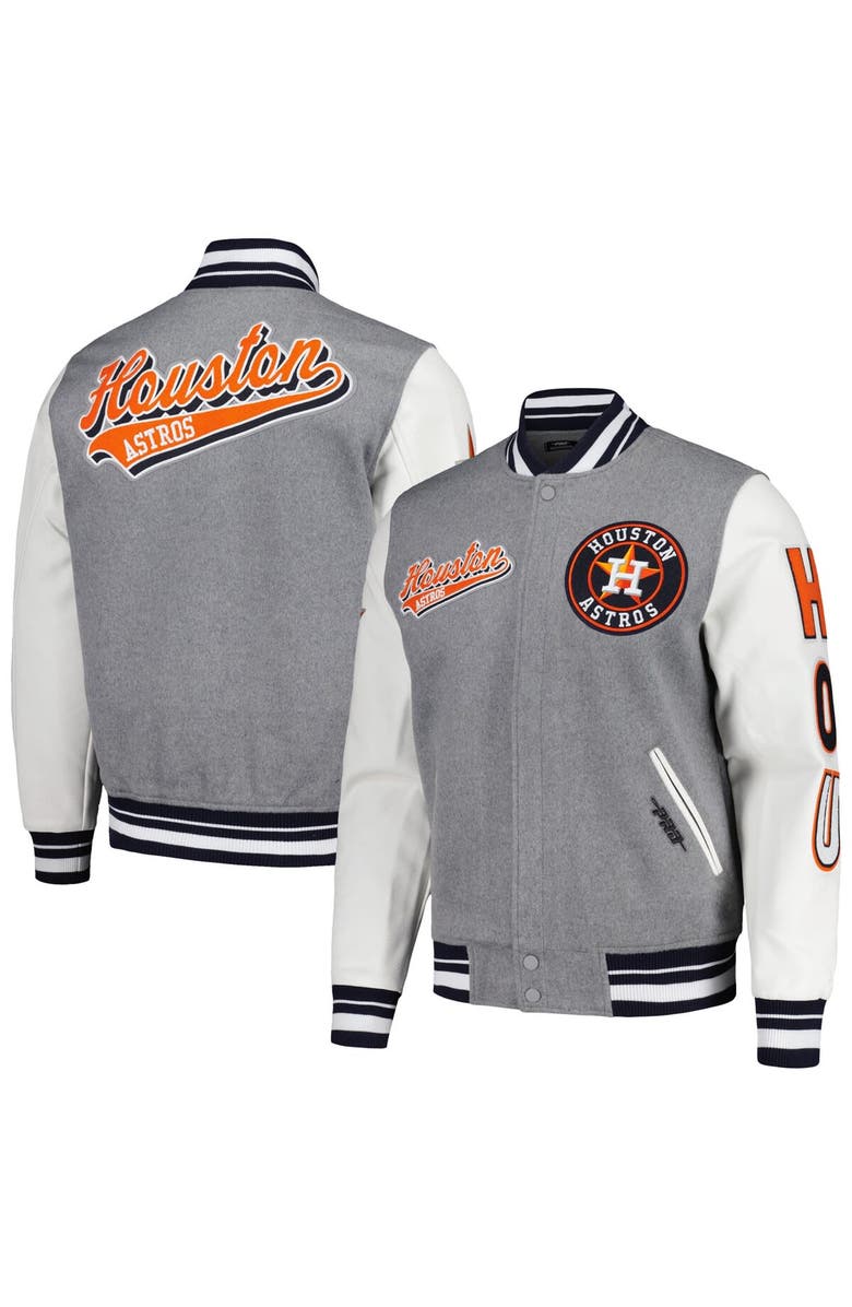 PRO STANDARD Men's Pro Standard Heather Gray Houston Astros Script Tail Wool Full-Zip Varity Jacket, Main, color, Heather Gray