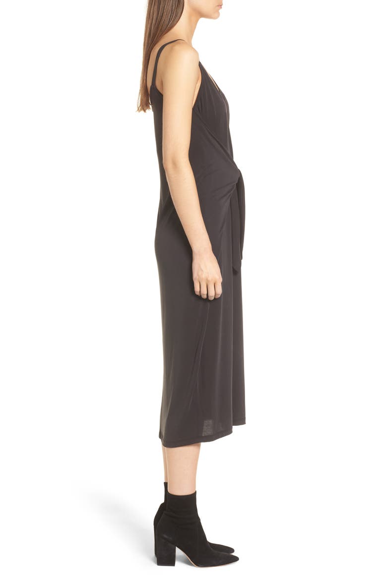 Knotted Midi Dress, Alternate, color, BLACK