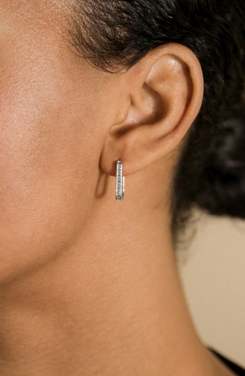 Sterling Forever Piper CZ Rectangular Hoop Earrings, Alternate, color, Silver