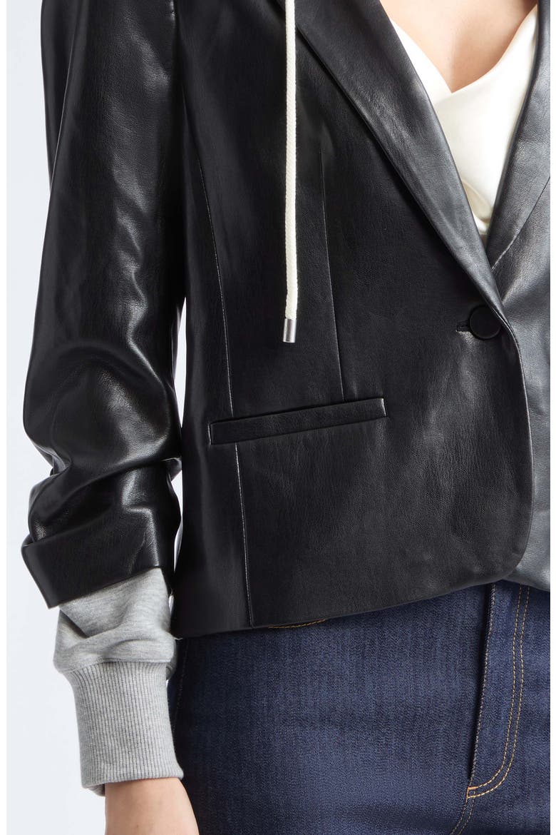 Le Petit Khloe Faux Leather Blazer, Alternate, color, BLACK/ HEATHER GREY