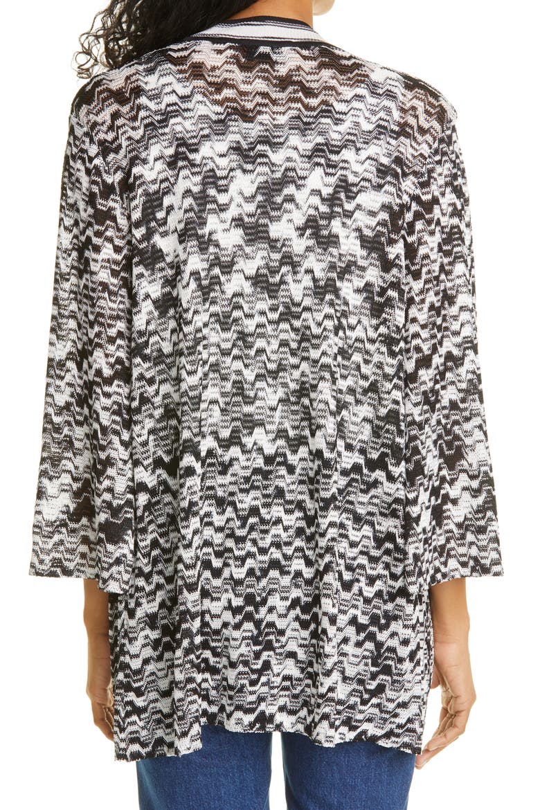 Contrast Trim Long Cardigan, Alternate, color, BLACK/ WHITE