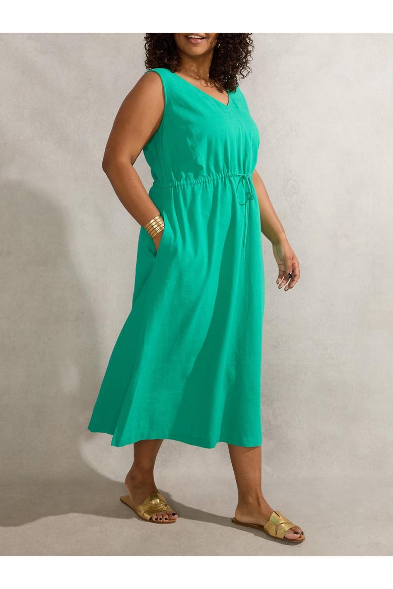 Linen Blend Drawstring Dress, Alternate, color, Green