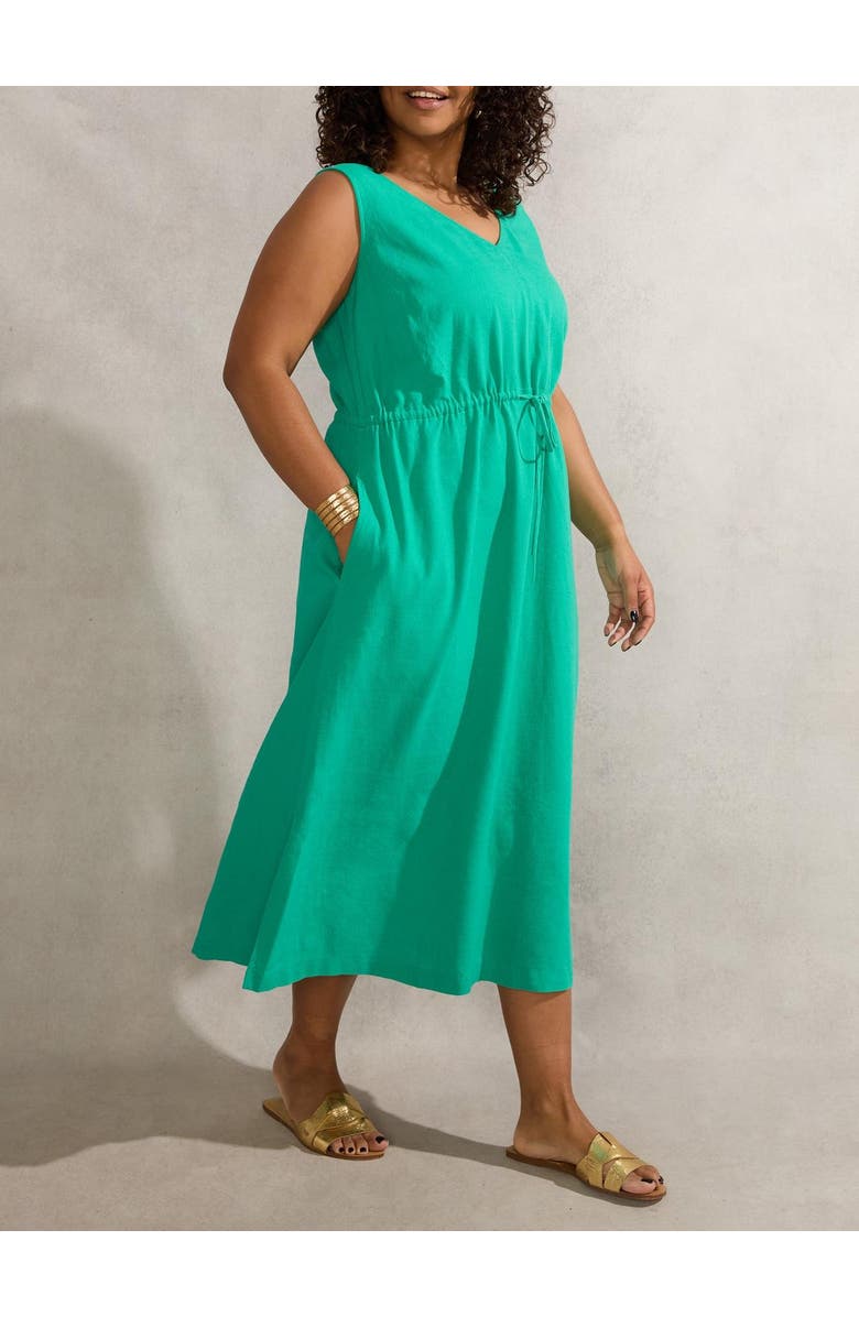 Live Unlimited Linen Blend Drawstring Dress, Alternate, color, Green