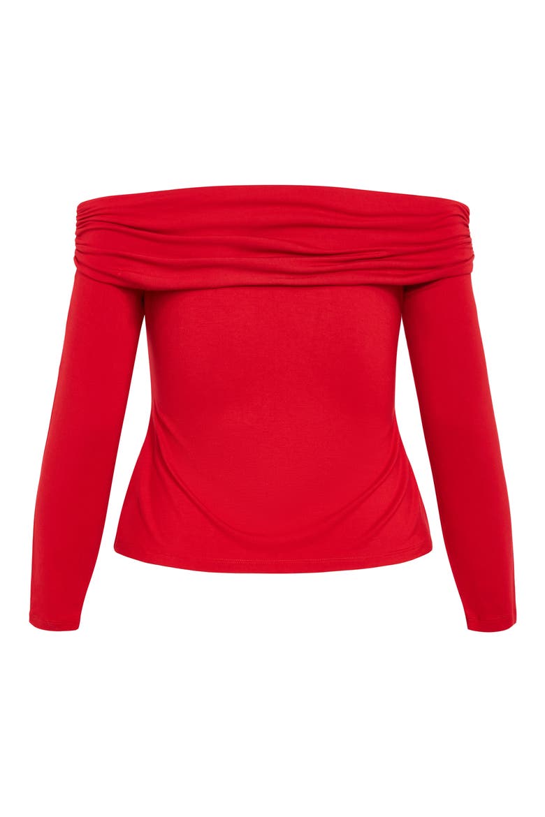 Jojo Ruched Off the Shoulder Long Sleeve Top, Alternate, color, RED