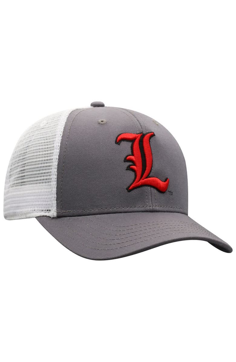 TOP OF THE WORLD Men's Top of the World Gray/White Louisville Cardinals Victory Baseline Trucker Adjustable Hat, Alternate, color, 