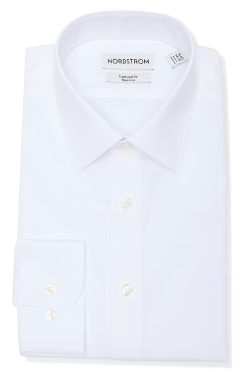 Nordstrom Non-iron Traditional Fit Solid Cotton Dress Shirt In White