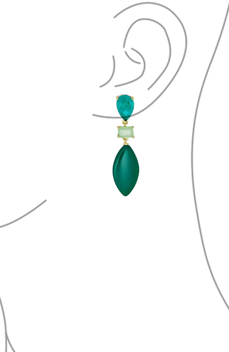 BLING JEWELRY Geometric Amazonite Teardrop Earrings, Alternate, color, Green