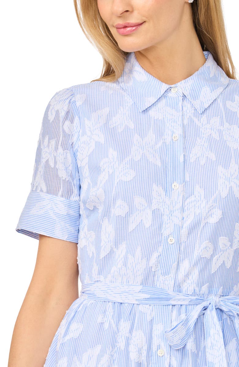 CeCe Tie Waist Shirtdress, Alternate, color, Blue/ Ultra White