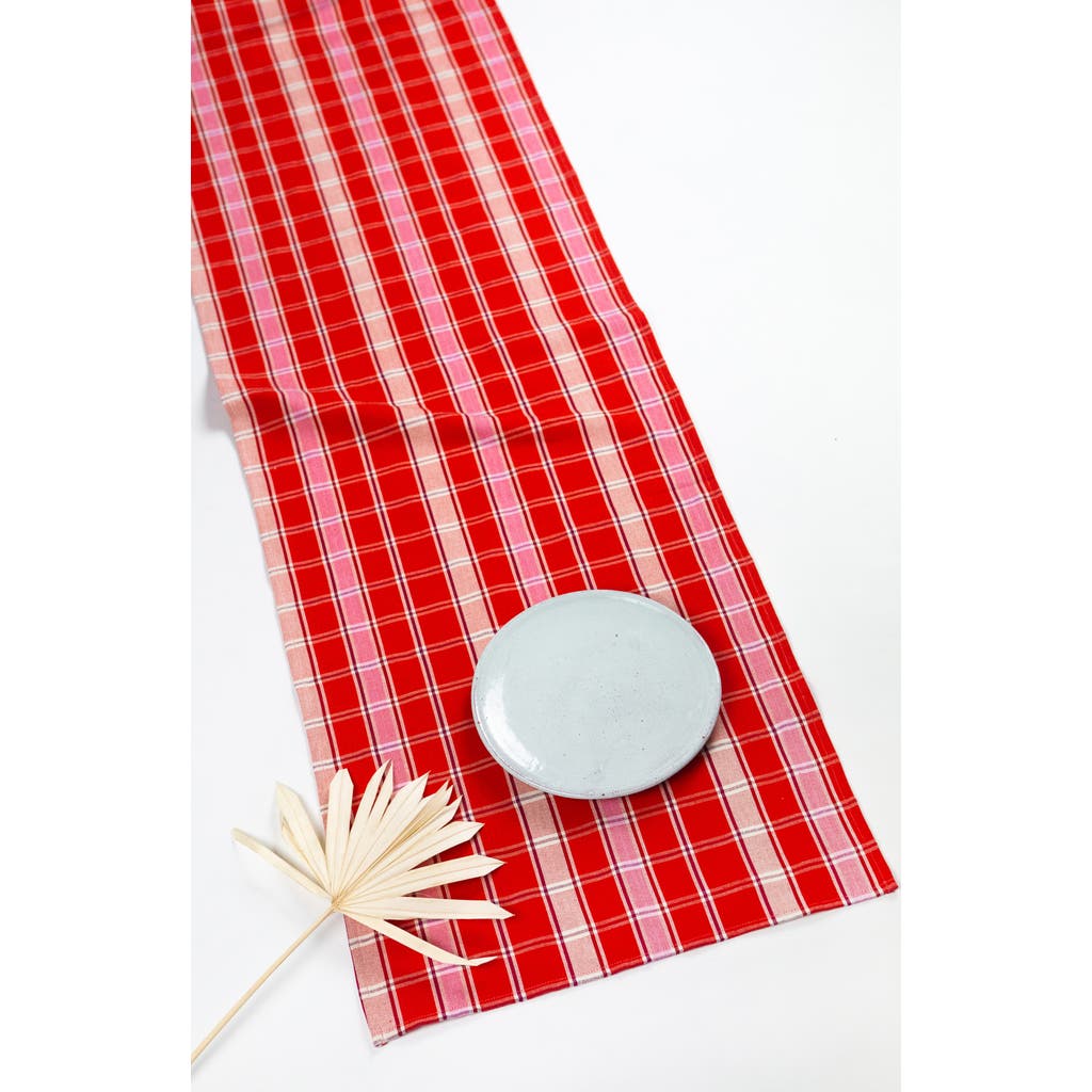 Archive New York Handwoven Holly Cotton Table Runner In Red