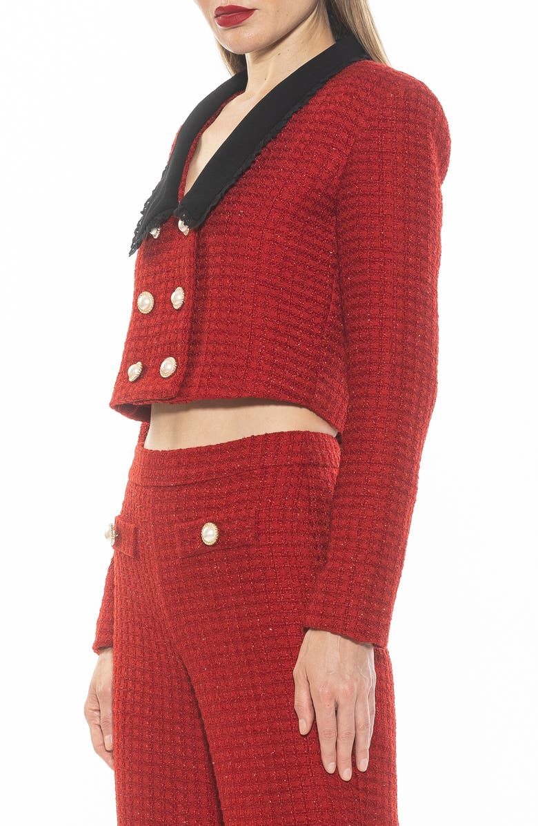 Alexia Admor Aurelia Tweed Crop Jacket, Alternate, color, Red