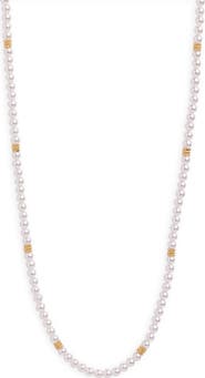 Argento Vivo Sterling Silver Faux Pearl & Beaded Station Necklace